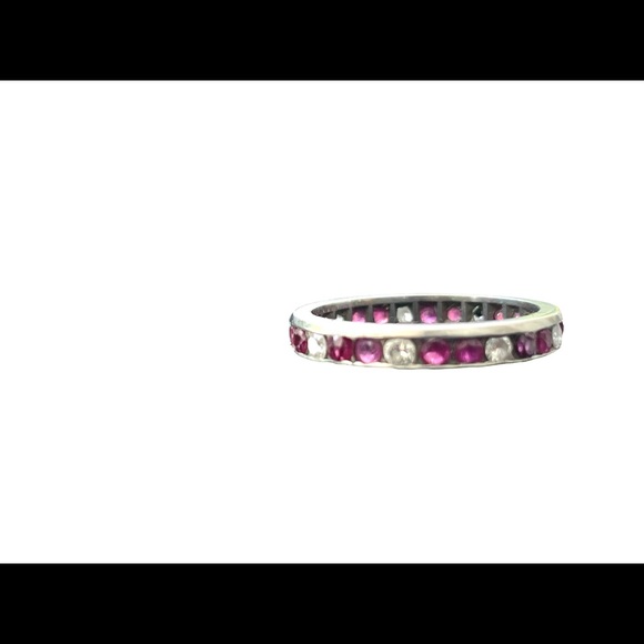 Diamond and Ruby Platinum Ring— Eternity Band - Picture 10 of 11